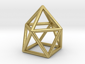 0746 J10 Gyroelongated Square Pyramid (a=1cm) #1 in Natural Brass