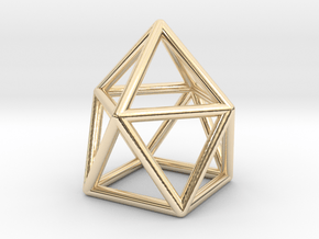 0746 J10 Gyroelongated Square Pyramid (a=1cm) #1 in 14k Gold Plated Brass