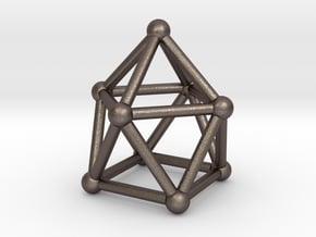 0747 J10 Gyroelongated Square Pyramid (a=1cm) #1 in Polished Bronzed-Silver Steel