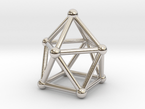 0747 J10 Gyroelongated Square Pyramid (a=1cm) #1 in Rhodium Plated Brass