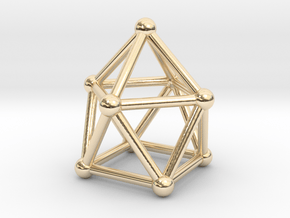 0747 J10 Gyroelongated Square Pyramid (a=1cm) #1 in 14k Gold Plated Brass