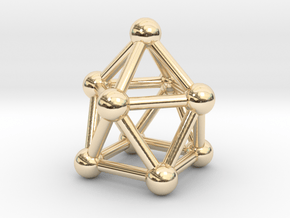 0748 J10 Gyroelongated Square Pyramid (a=1cm) #3 in 14k Gold Plated Brass