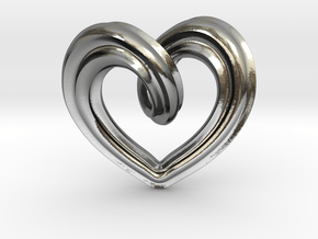 Heart Pendant Type A in Polished Silver: Small