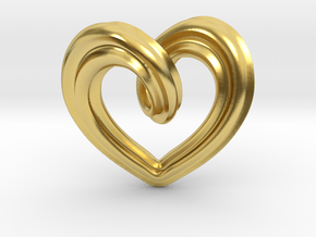 Heart Pendant Type A in Polished Brass: Small