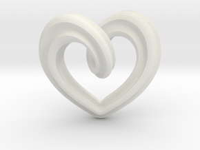 Heart Pendant Type A in White Natural Versatile Plastic: Large