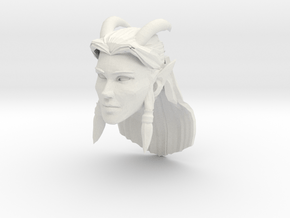 Elf Female Horned Head 1 in White Natural Versatile Plastic