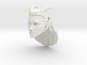 Elf Female Horned Head 2 in White Natural Versatile Plastic