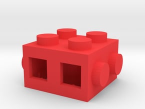 Custom LEGO-inspired brick 2x2 in Red Processed Versatile Plastic