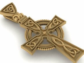 Irish Cross in Polished Bronzed Silver Steel