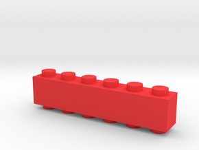 Custom LEGO-inspired brick 6x1 in Red Processed Versatile Plastic