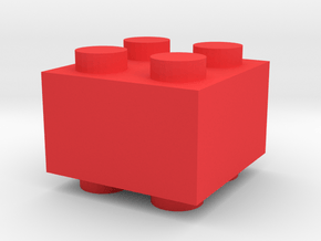Custom LEGO-inspired brick 2x2 in Red Processed Versatile Plastic