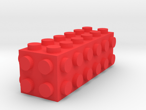 Custom LEGO-inspired brick 6x2x2 in Red Processed Versatile Plastic