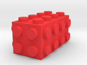 Custom LEGO-inspired brick 4x2x2 in Red Processed Versatile Plastic