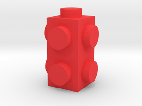Custom LEGO-inspired brick 1x1x2 in Red Processed Versatile Plastic