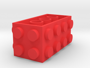 Custom LEGO-inspired brick 4x2x2 in Red Processed Versatile Plastic