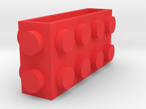 Custom LEGO-inspired brick 4x1x2 in Red Processed Versatile Plastic