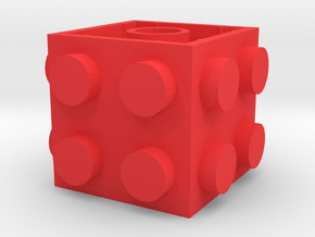 Custom LEGO-inspired brick 2x2x2 in Red Processed Versatile Plastic