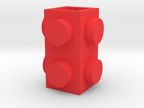 Custom brick 1x1x2 for LEGO in Red Processed Versatile Plastic