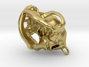 Pug Dog Skull Pendant  in Natural Brass