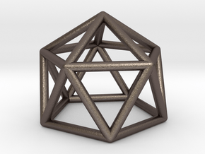 0749 J11 Gyroelongated Pentagonal Pyramid #1 in Polished Bronzed-Silver Steel