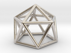 0749 J11 Gyroelongated Pentagonal Pyramid #1 in Rhodium Plated Brass