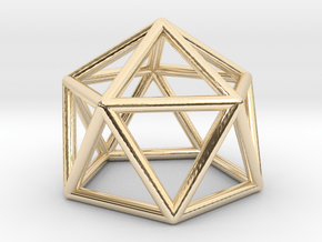 0749 J11 Gyroelongated Pentagonal Pyramid #1 in 14k Gold Plated Brass