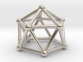 0750 J11 Gyroelongated Pentagonal Pyramid #2 in Rhodium Plated Brass