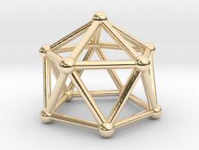 0750 J11 Gyroelongated Pentagonal Pyramid #2 in 14k Gold Plated Brass