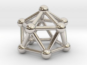 0751 J11 Gyroelongated Pentagonal Pyramid #3 in Rhodium Plated Brass