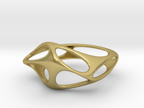 CUBE 04 RING 09 in Natural Brass