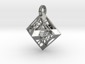 Octahedron Pendant in Natural Silver