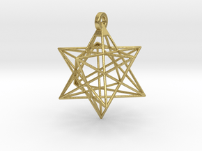 Small Stellated Dodecahedron Pendant in Natural Brass