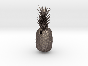 Pineapple Pendant in Polished Bronzed-Silver Steel