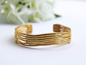Chloroplast Thylakoid Cuff Bracelet in Polished Gold Steel: Small