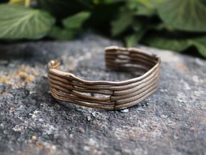 Chloroplast Thylakoid Cuff Bracelet in Polished Bronzed-Silver Steel: Small