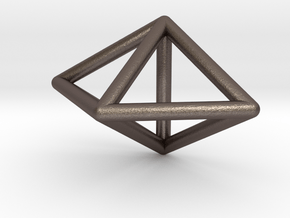 0752 J12 Triangular Bipyramid E (a=1cm) #1 in Polished Bronzed-Silver Steel