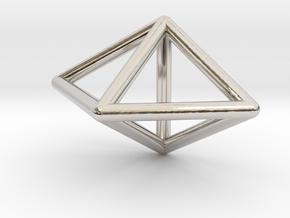 0752 J12 Triangular Bipyramid E (a=1cm) #1 in Rhodium Plated Brass