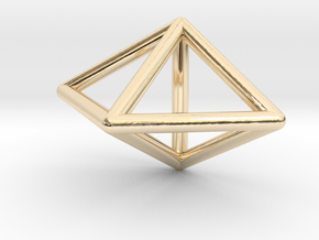 0752 J12 Triangular Bipyramid E (a=1cm) #1 in 14k Gold Plated Brass