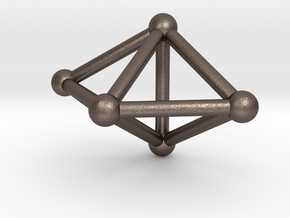 0753 J12 Triangular Bipyramid V&E (a=1cm) #2 in Polished Bronzed-Silver Steel