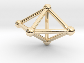 0753 J12 Triangular Bipyramid V&E (a=1cm) #2 in 14k Gold Plated Brass