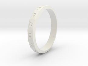 Digital Heart Ring 3 in White Natural Versatile Plastic