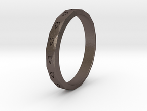 Digital Heart Ring 3 in Polished Bronzed-Silver Steel
