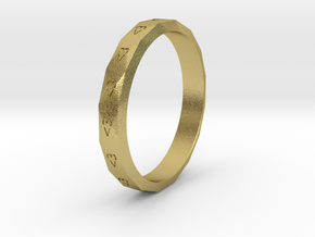 Digital Heart Ring 3 in Natural Brass