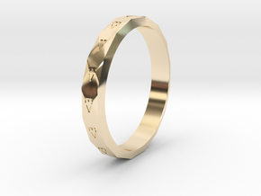 Digital Heart Ring 3 in 14k Gold Plated Brass