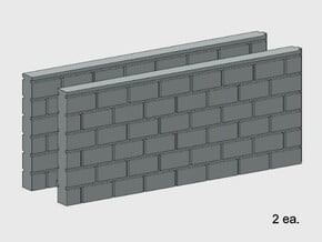 Block Wall - Butt Wall - M2 in White Natural Versatile Plastic: 1:87 - HO