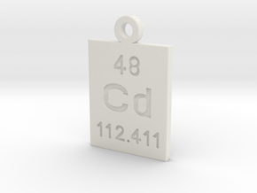 Cd Periodic Pendant in White Natural Versatile Plastic