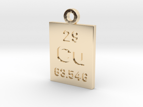 Cu Periodic Pendant in 14k Gold Plated Brass