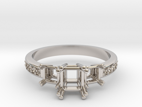3 Princess Cut Center Stone Engagement Ring  in Platinum