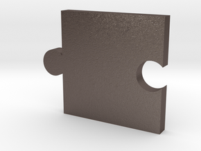 Square Puzzle Piece  in Polished Bronzed-Silver Steel