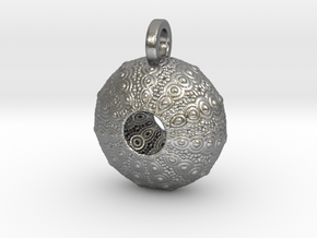 Sea Urchin Pendant in Natural Silver